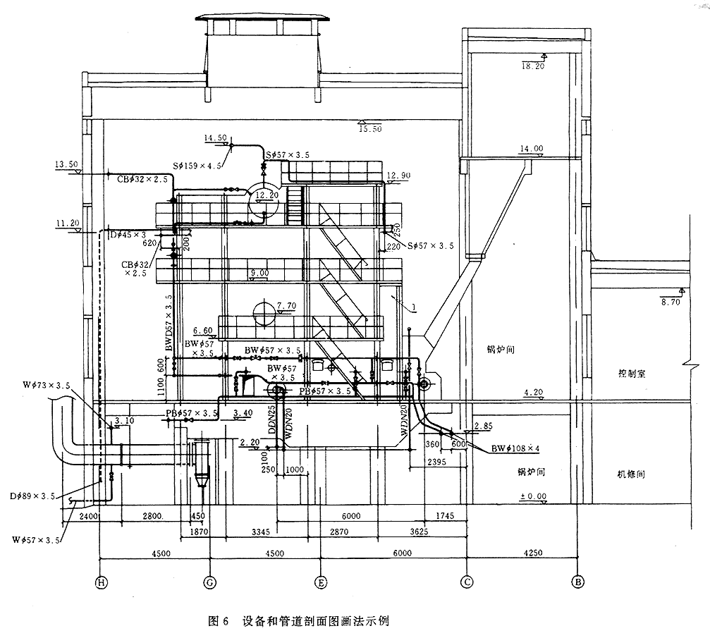 为设备和管道剖面图画法示例.